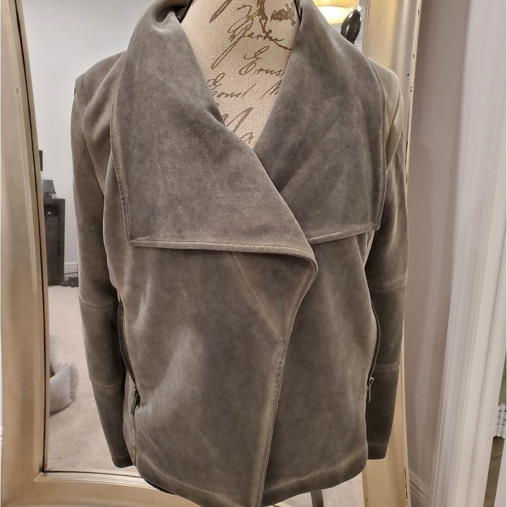Bagatelle Washed Scuba Faux-Suede Drape Jacket - Picture 5 of 13